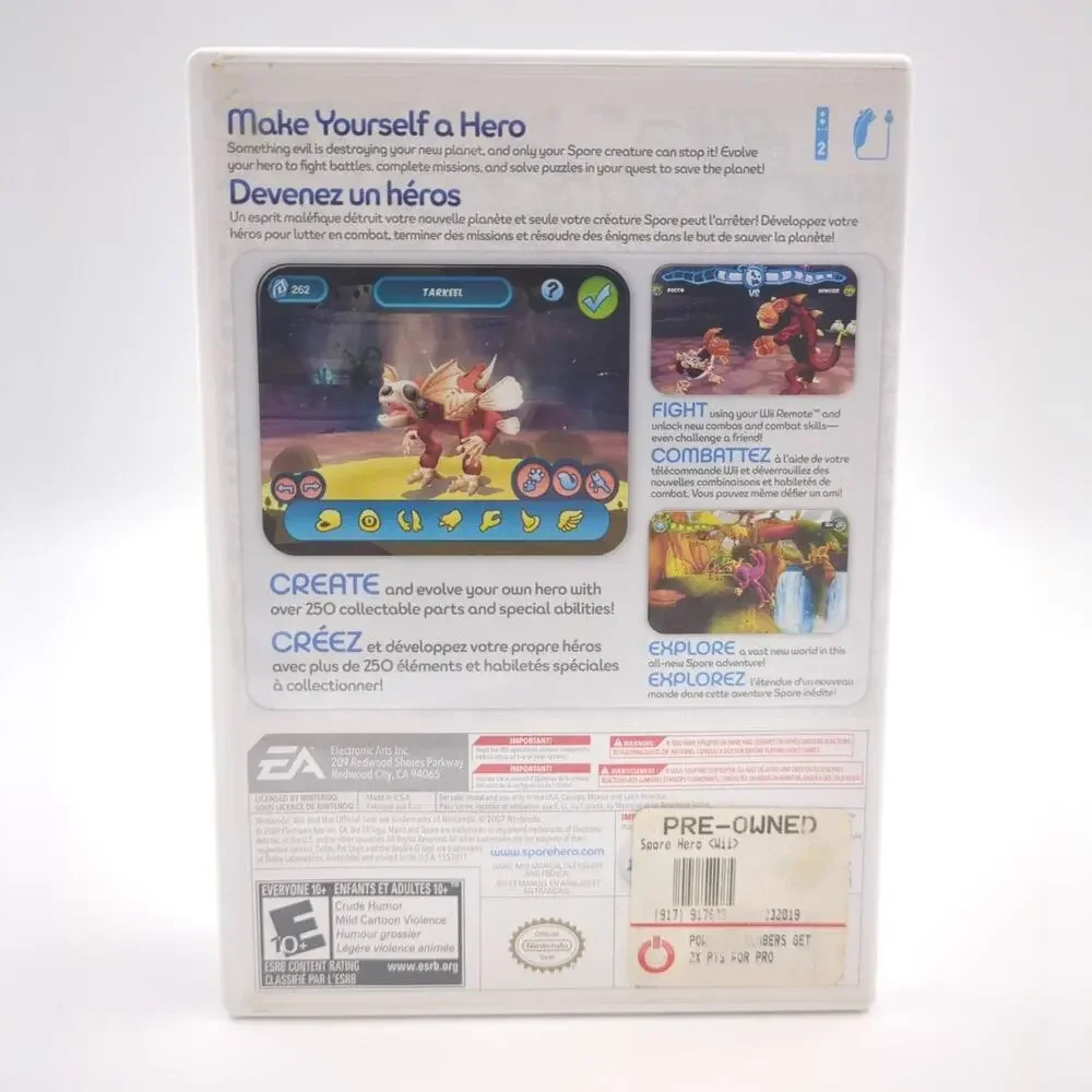 Spore Hero Nintendo Wii Video Game Adventure Creature Creator Complete CIB